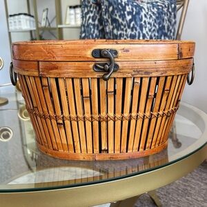 Rustic Brown Bamboo Storage Basket